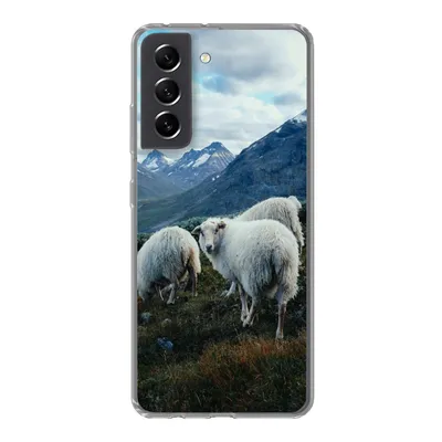 Produktbild von MuchoWow® Handyhülle Schutzhülle Hülle für Samsung Galaxy S21 FE Schafe - Natur - Berge Silikon Softcase Handy Hülle - Mobiltelefonhülle