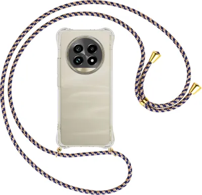 Produktbild von Handykette Backcover-Schutzhülle mit Band (Metall goldfarben) für Realme 13 Pro 5G - blau+beige