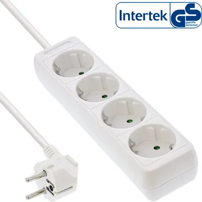 Produktbild von InLine® Steckdosenleiste, 4-fach Schutzkontakt weiß, 3m