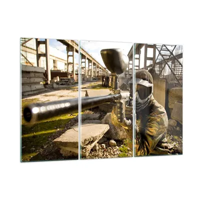 Produktbild von Bilder auf glas - Paintball Pistole Spieler - 105x70cm - Glasbilder - Wandbilder - Kunstdruck - zum Aufhängen bereit - Wanddekoration aus Glas - Glas Bilder - Wandbild auf Glas - GCE105x70-0140