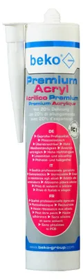 Produktbild von beko Premium Acryl mit 20% Dehnung, plastoelastische Fugendichtmasse, weiß, 310 ml