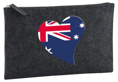 Produktbild von Huuraa Kulturbeutel Australien Flagge Herz 1 Liter Charcoal Filz Kosmetiktasche Geschenkidee