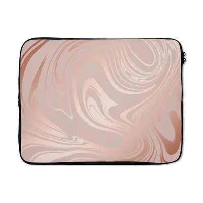 Produktbild von MuchoWow® Laptop Hülle 17 Zoll Laptoptasche Marmor - Roségold - Luxus - Zipper - Schutzabdeckung