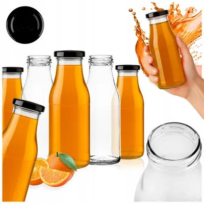 Zdjęcie produktu dla SuperButelki - Zestaw 50x Butelka szklana SOK 500 ml z zakrętką, na soki wino napoje kompot butelki na soki 0,5l komplet butelek + E-BOOK z przepisami