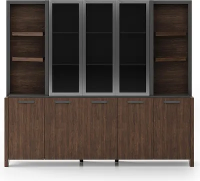 Produktbild von Braunes Arbeitszimmer Bücherregal Designer Holzmöbel Büro Regal