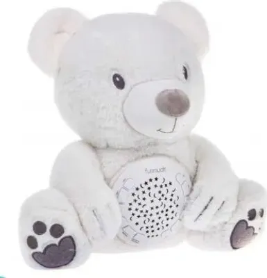 Produktbild von Plüschiger weißer Teddybär-Projektor mit Schlafliedfunktion für Kleinkinder ZA5289