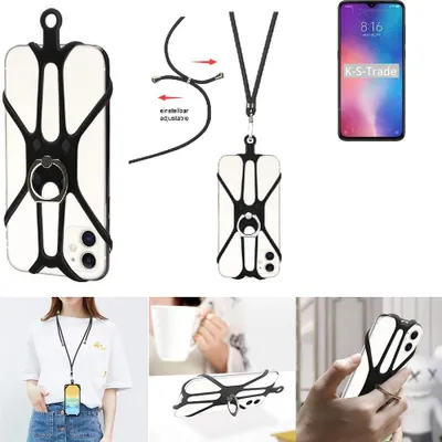 Produktbild von K-S-Trade 3in1 Handykette Handyband Handykordel Halsband Smartphone-Ring Handy-Ring kompatibel mit Xiaomi Mi 9 Transparent Edition Fingerhalterung