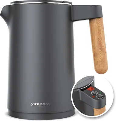 Produktbild von Edelstahl Wasserkocher mit Temperatureinstellung 45–100°C, 1,5 L, Doppelwand, BPA-frei, Warmhaltefunktion, LED-Anzeige, Cool-Touch-Griff, 2200 W, 360°