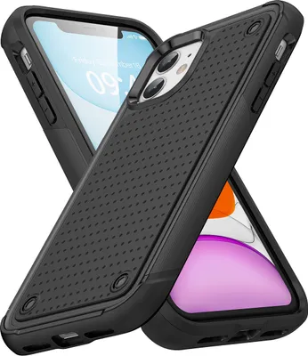 Produktbild von Für iPhone 11 Hülle Militärqualität Stoßfest Hybrid 2 in 1 Hart PC Weich TPU Handyhülle Schwarz