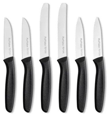 Immagine prodotto di Set di coltelli da cucina, 6 pezzi, acciaio inossidabile nero, lama ultraaffilata