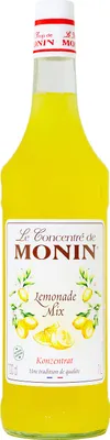 A bottle of Monin Lemonade Mix concentrate.