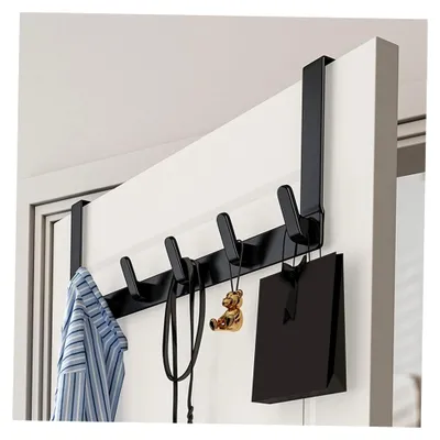 Imagen del producto de Gancho para puerta con 5 ganchos, percha robusta para la puerta, soporte para toallas que ahorra espacio, ideal para guardar sombreros, ropa y toallas
