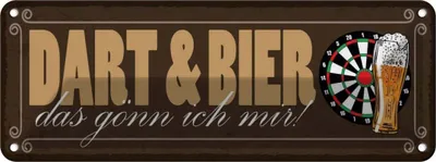Produktbild von vianmo Blechschild 10x27 cm Dart & Zitat Bier das gönn ich mir Sport Hobby Spruch