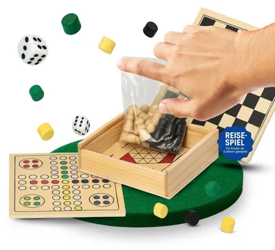 Productafbeelding van Reissetsamenstelling van hout - Schaken, dammen, backgammon voor het gezin, natuurvriendelijk