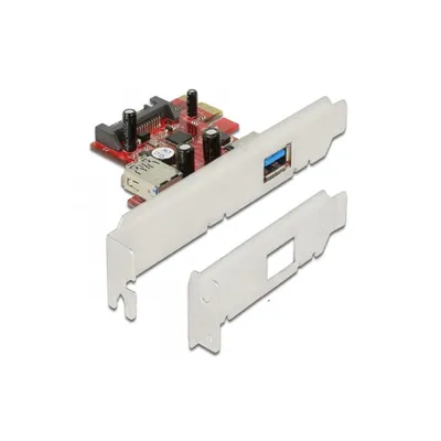Produktbild von DeLOCK USB 3.0/PCI-E, PCIe, USB 3.2 Gen 1 (3.1 Gen 1), 1x 15-pin SATA, Rot, Silber, NEC, 5000 Mbit/s