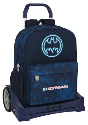 Imagen del producto de Mochila con ruedas Batman, colección Legendary, color azul oscuro, dimensiones: 32 x 43 x 14 cm