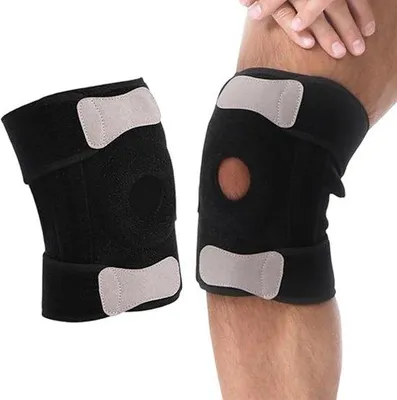 Productafbeelding van Kniebrace met stabiliseringsring - Verstelbare kniebrace van neopreen voor ondersteuning van de ligamenten - Geschikt voor sport, artrose, blessures en kruisbandletsel - Links/Rechts (zwart), 1 stuk