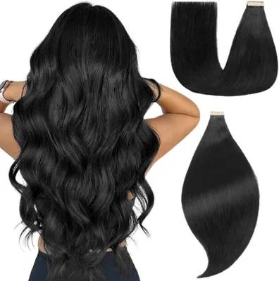 Imagen del producto de Elzusha - Extensiones de cabello tipo "tape-in" para hombres - 20 unidades - 35 cm - 40 g - color 1