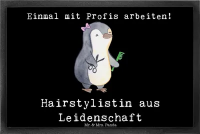 Produktbild von Mr. & Mrs. Panda Gummimatte Hairstylistin Leidenschaft 40 x 60 cm - Schwarz - Geschenk, Beruf, Friseursalon, fußmatte, Frisörin, Witzig, Spruch, Fußabstreifer, Fussmatte