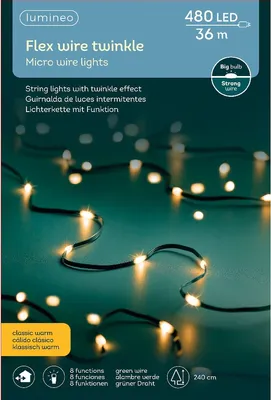 Produktbild von Lumineo LED Micro Lichterkette mit Twinkle Funktionen 3.600 cm 480 Lichter klassisch warm