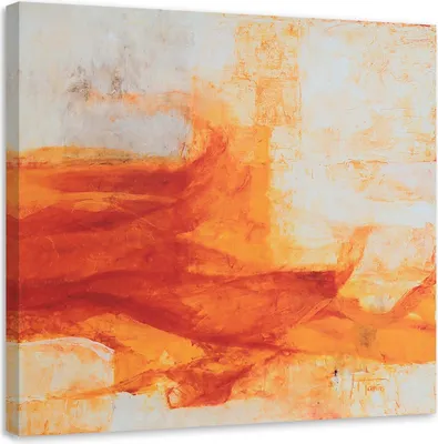Image de Toile orange motif aquarelle 30x30 cm Feeby orange tableau mural prêt à accrocher