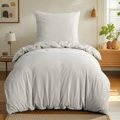 Productafbeelding van Bettenset 155x220, 2-delig, beige, flanellen teddy fleece, met rits