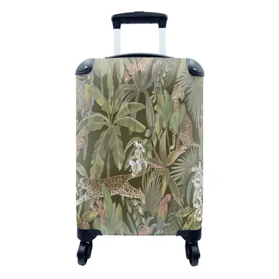 Produktbild von MuchoWow® Koffer Handgepäck Trolley Rollkoffer Kleine Reisekoffer mit 4 Rollen - Dschungel - Tiere - Vintage - Muster - Cabin Size < 55x40x23 cm & 55x40x20 cm - Fotokoffer - Kabinenkoffer - Boardgepäck - Reise-Box - Reisekoffer - Reisegepäck - Koffer mit Bild - Trolley für Kinder