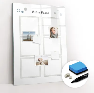 Produktbild von Magnetpinnwand Memoboard - Zubehörsatz - Schwarzer Marker + Schwamm + Magnete - 70 x 100 cm - Visionboard
