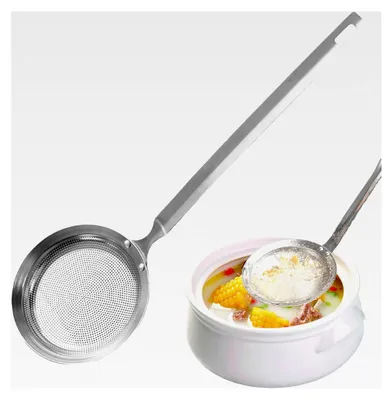 Produktbild von Schaumkelle aus Edelstahl mit feinem Sieb, Fettabschöpfer für Frittieren, Kochen, Nudeln und Gemüse
