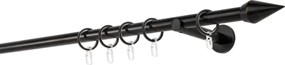 Produktbild von Gardinenstange auf Maß 20mm Kegel 1-lauf Wandträger 12cm Farbe: Schwarz, Größe: 230cm