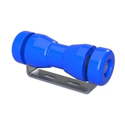 Image de Rouleau de quille en polyuréthane avec support y compris les embouts aide à la mise à l'eau des remorques de bateaux galvanisé SUPROD, 160 mm (+ EC), bleu