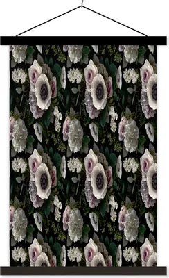 Produktbild von MuchoWow® Textilposter Blumen - Anemone - Farben - Muster 40x60 cm mit schwarzem Rahmen - Wanddekorationen