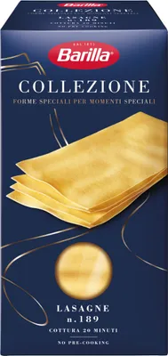 A box of Barilla Lasagne pasta.