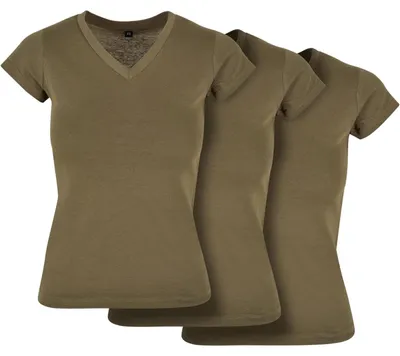 Immagine prodotto di Costruisci il tuo marchio: T-shirt basic da donna Damen By062b, confezione da 3, colore Springolive, taglia S (EU)