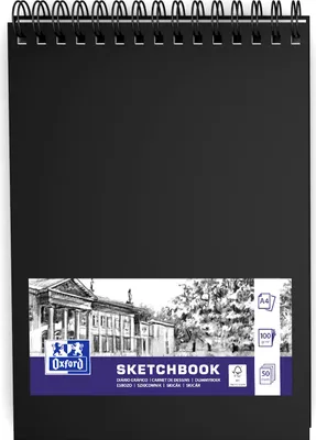 Produktbild von Oxford 400152648, Einfarbig, Schwarz, A4, 25 Blätter, 100 g/m², Hardcover