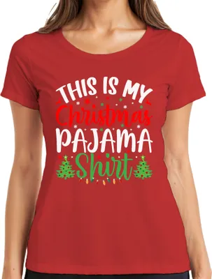 Produktbild von This is my Christmas Pajama Shirt Pyjama - Weihnachten Xmas Christmas Damen T-Shirt, Rot, M