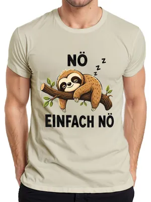 Immagine prodotto di T-shirt da uomo, con scritta "No", "Semplicemente no", "Bradipo che dorme", "Pigro", "Dichiarazione", "Sarcasmo", colore naturale, taglia XXL