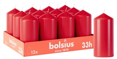Image de Bolsius, bougies chauffe-plat rouges - Lot de 12 - 12 x 6 cm - Bougies décoratives pour la maison
