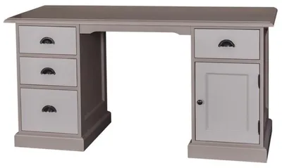 Immagine prodotto di Scrivania in stile rustico "Casa Padrino" con porta e 4 cassetti, colore grigio/grigio chiaro, dimensioni 152 x 70 x 78 cm (altezza)