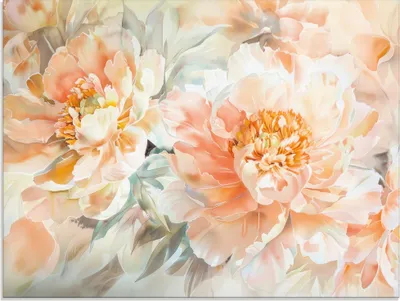 Produktbild von ARTland Glasbild Pfirsisch Farbene Pfingstrosen Aquarell Größe: 60x45 cm