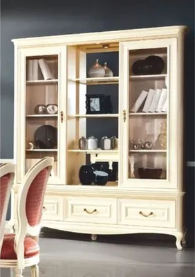 Produktbild von Casa Padrino Luxus Barock Vitrine Creme / Gold 166,1 x H. 206,6 cm - Barock Möbel
