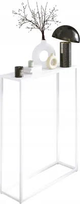 Zdjęcie produktu dla Konsola Loft Metalowa Biały Matowa 60x20x78 Stolik do Przedpokoju Salon Industrialna Wąska Toaletka