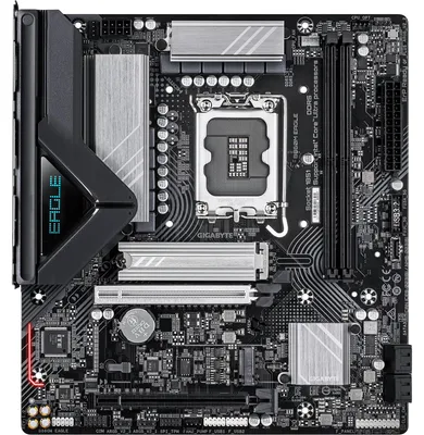Produktbild von GIGABYTE B860M EAGLE Mainboard - Intel Core Ultra CPUs, 6+1+2+1 Phasen VRM, bis zu 9066MHz DDR5, 1xPCIe 5.0 + 1xPCIe 4.0 M.2, 2,5 GbE LAN, USB 3.2 Gen 1, Intel, LGA 1851 (Socket V1), Intel Core Ultra (Serie 1), Intel Core Ultra (Series 2), LGA 1851, DDR5-SDRAM, 128 GB