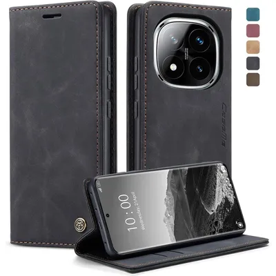 Immagine prodotto di Custodia a libro in pelle per Xiaomi Redmi Note 14 Pro 5G/Pro Plus 5G, colore nero