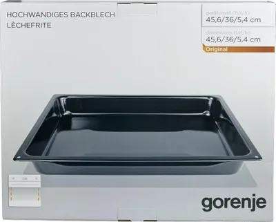 The image shows the packaging of a Gorenje baking tray.