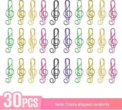 Image de 30pcs Paper Clips Cute Metal Wire Adorable Music Notes Paper Clips for Office School Stationery Supplies