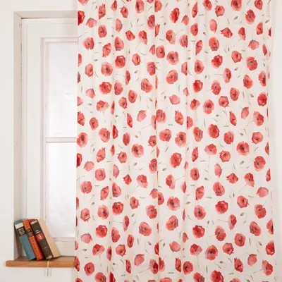 Produktbild von SCHÖNER LEBEN. Vorhang Mohnblumen vanille rot 245x130cm