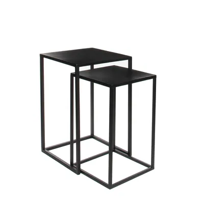 Image de Mica Decorations Goa Table d'appoint - Lot de 2 - L35 x l35 x H55 cm - Métal - Noir