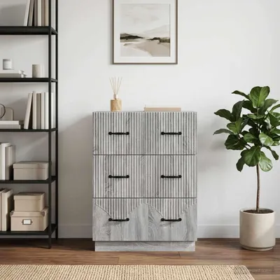 Image de vidaXL Commode Sonoma grise 66 x 34,5 x 87 cm en aggloméré