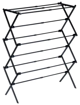 Image de Etendoir a linge vertical extensible en métal noir 47-78 x 94 cm
